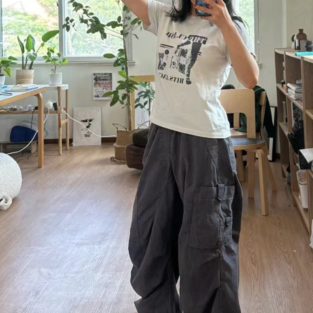 Jaded London Vintage Grey Parachute Cargo Pants